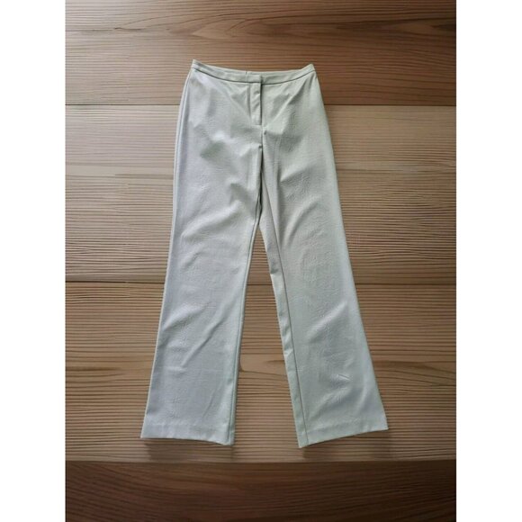Vtg New W/ Tag Express Ivory Shimmer Embossed Leather Look Dress Pants Sz 10 - Picture 1 of 6